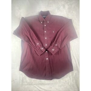 vintage 90s RALPH LAUREN button down up long sleeve shirt burgundy Mens L cotton